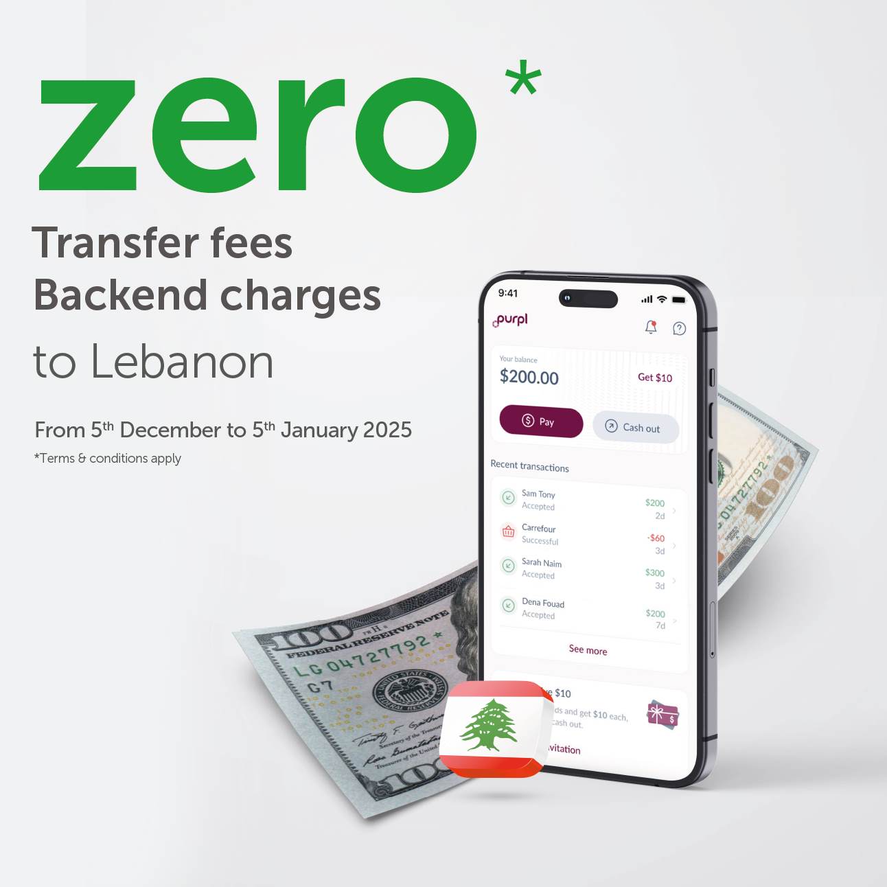 Zero Services Fees & No Backend Fees to Lebanon